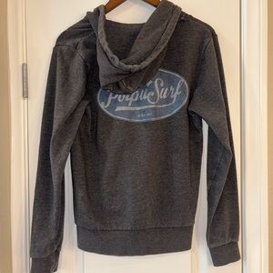 Vintage Unisex Gray Poipu Full Zip Surf Hoodie